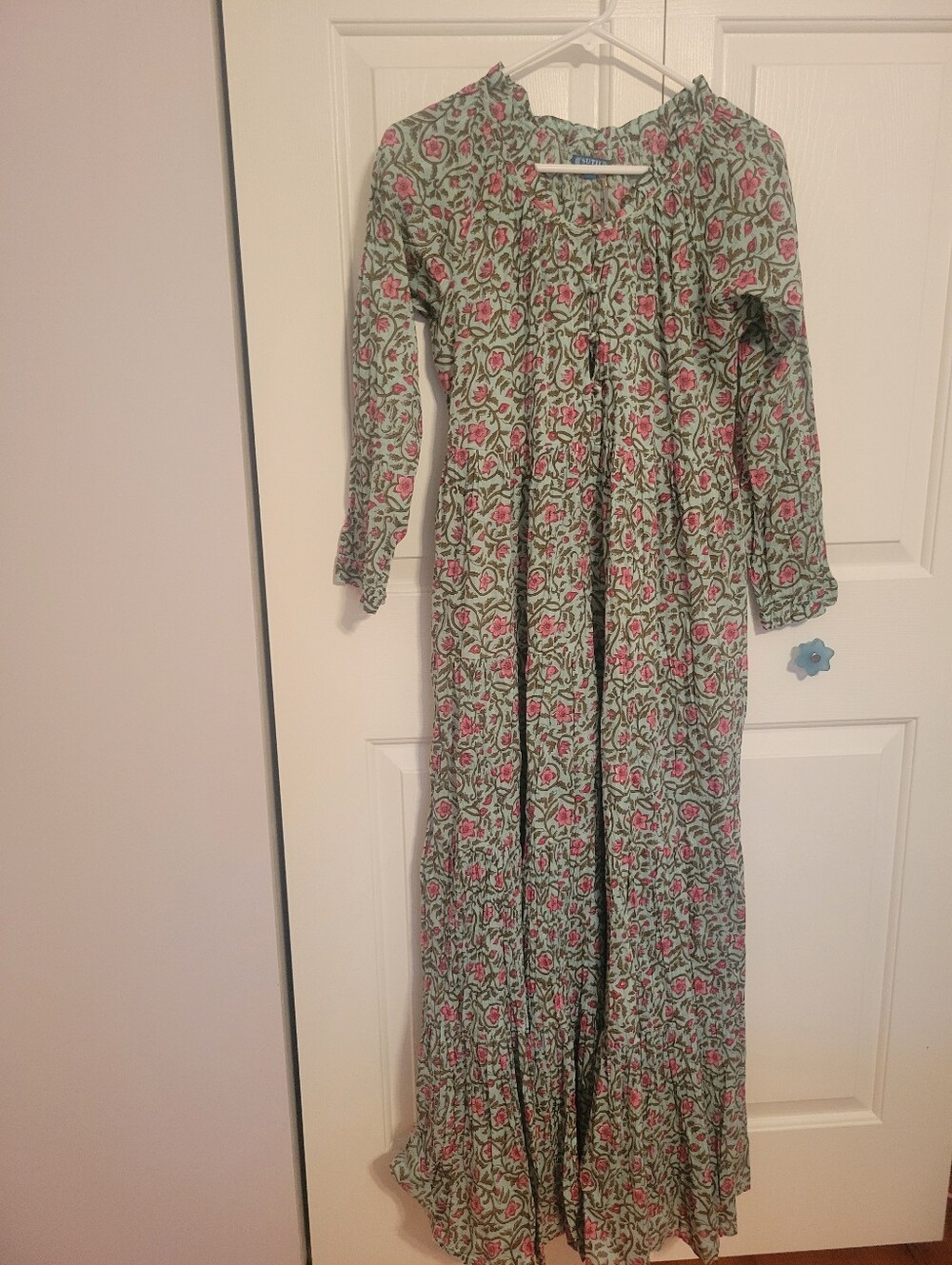 Floral Maxi Dress in Sage Green and Pink
